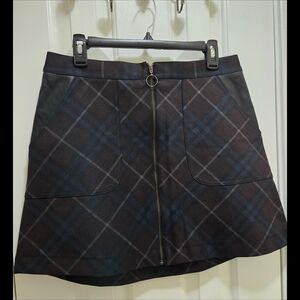 Laundry By Shelli Segal Dark Plaid Mini Skirt Sz L